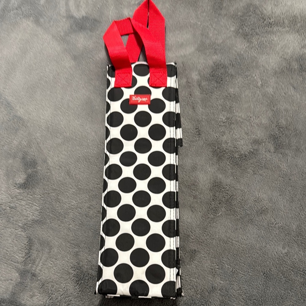 Thirty-One Black and White Polka Dot Wine Tote